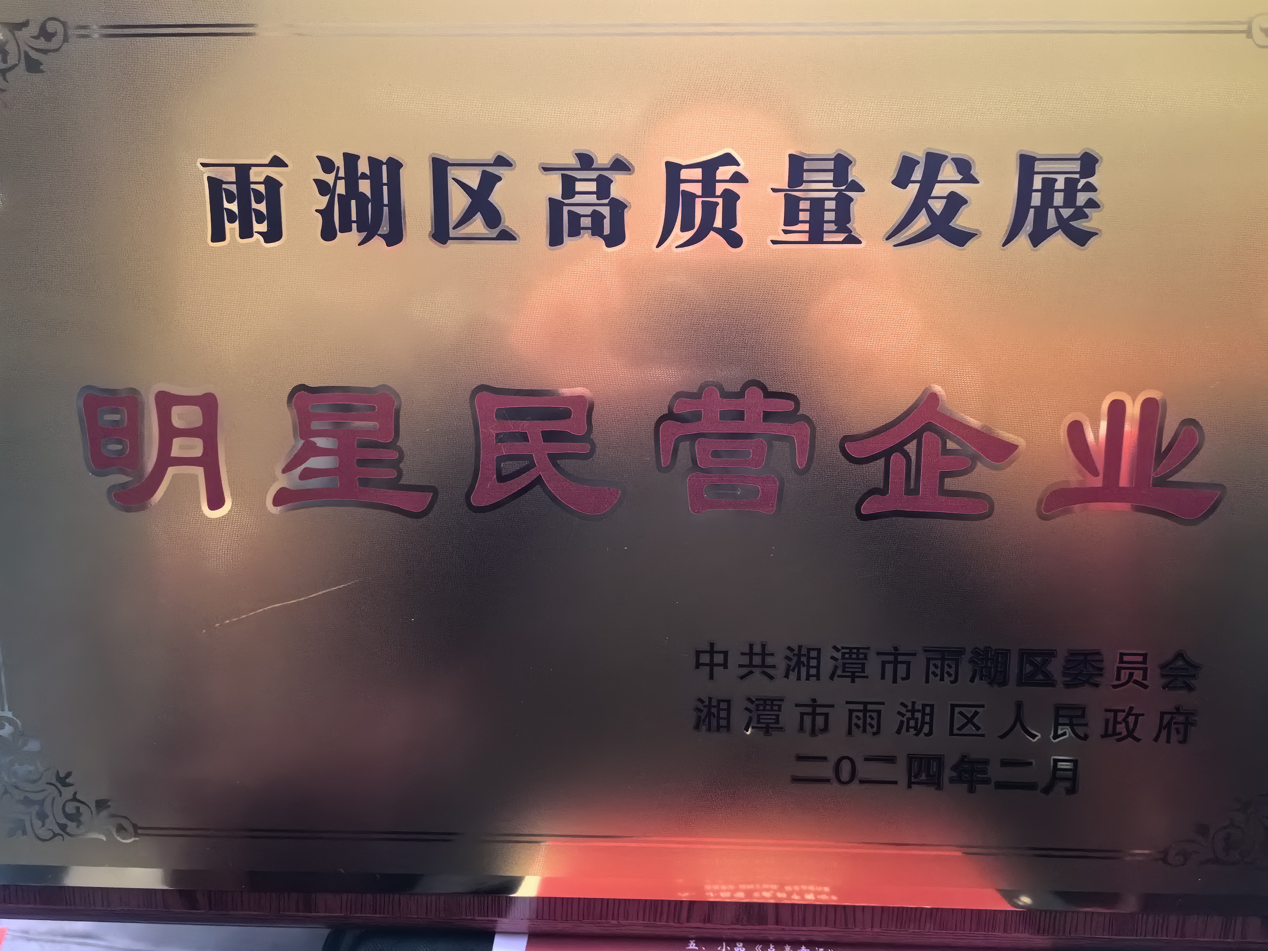 湖南精正榮獲“雨湖區(qū)高質(zhì)量發(fā)展明星民營企業(yè)”稱號